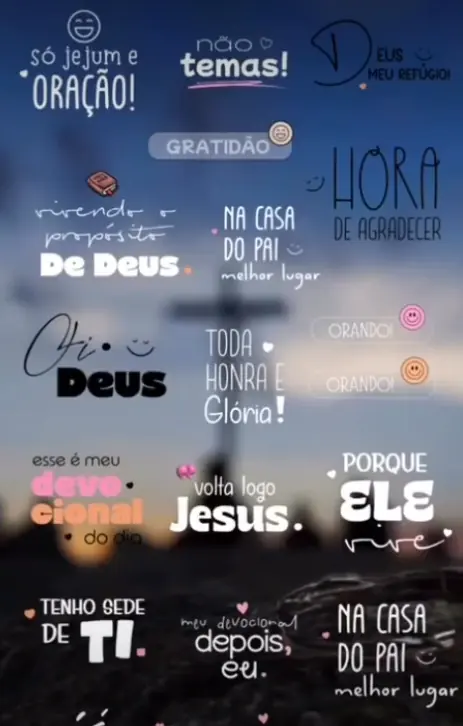 Figurinhas cristãs — gratidão e oração